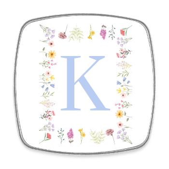 Feminine Flower Monogram K - Square fridge magnet - white - Front