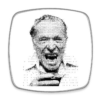 Charles Bukowski raster portrait - Square fridge magnet - white - Front