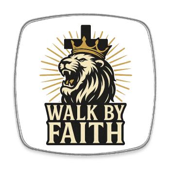 Walk By Faith Lion Faith Religion - Square fridge magnet - white - Front