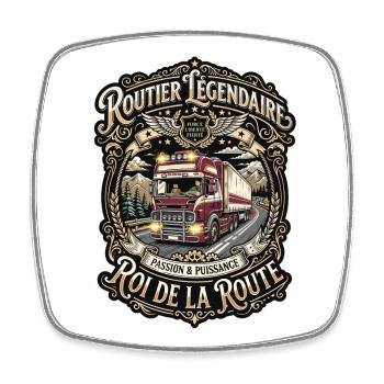 Routier chauffeur poids lourd camion route vintage - Magnet carré - blanc - Devant