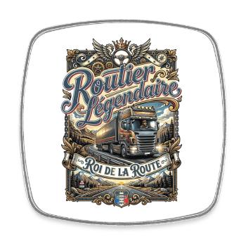 Routier chauffeur poids lourd camion route vintage - Magnet carré - blanc - Devant