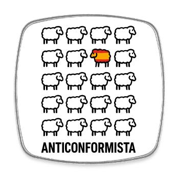 Anticonformiste Mouton Drapeau Espagne Humour - Magnet carré - blanc - Devant
