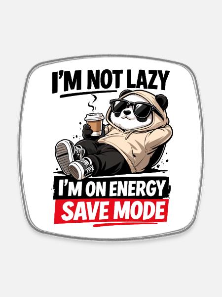 Energy Save Mode Panda - Square fridge magnet - white