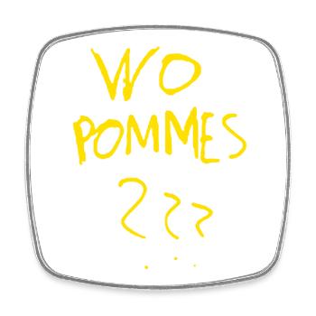 WoPommes – Lustiges Wortspiel Design mit Pommes  - Viereckiger Kühlschrankmagnet - Weiß - Vorne