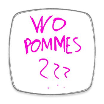 WoPommes – Lustiges Wortspiel Design mit Pommes  - Viereckiger Kühlschrankmagnet - Weiß - Vorne