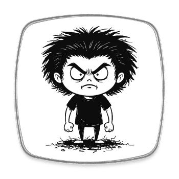 Child Anger Determination Black and White - Square fridge magnet - white - Front