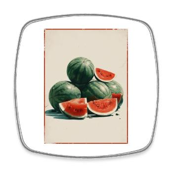 Vintage Wassermelone Scheiben - Viereckiger Kühlschrankmagnet - Weiß - Vorne