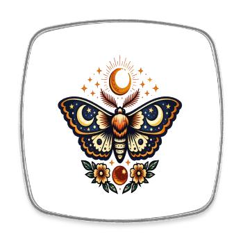 Lunar butterfly and stellar flowers - Square fridge magnet - white - Front