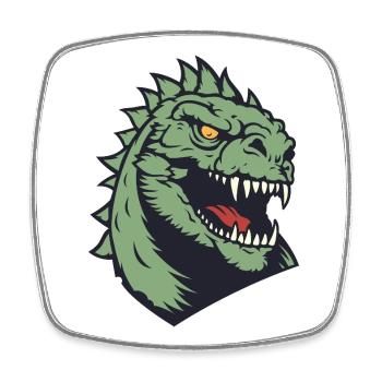 Green Dino Head Illustration - Square fridge magnet - white - Front