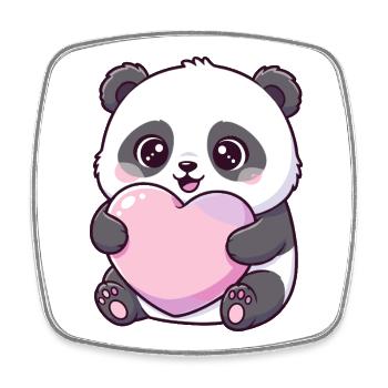Kawaii Panda Herzliebe - Viereckiger Kühlschrankmagnet - Weiß - Vorne