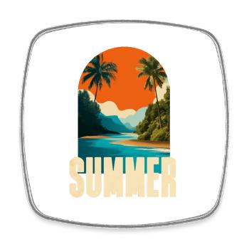 Tropical summer beach - Square fridge magnet - white - Front