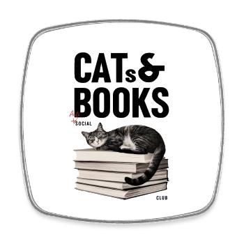 CAT & BOOKS - Square fridge magnet - white - Front
