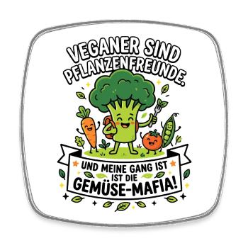 Veganer Gemüse Mafia Humor Spruch - Viereckiger Kühlschrankmagnet - Weiß - Vorne