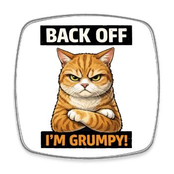 Moody Cat – Back Off Aussage - Viereckiger Kühlschrankmagnet - Weiß - Vorne