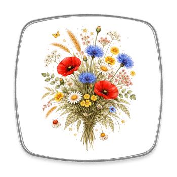 Bunter Wildblumenstrauß Natur Floral Design  - Viereckiger Kühlschrankmagnet - Weiß - Vorne