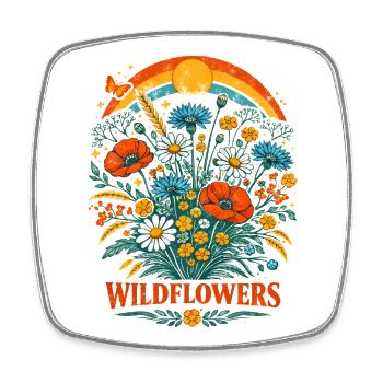 Bunte Wildblumen Regenbogen Sonne Natur Design   - Viereckiger Kühlschrankmagnet - Weiß - Vorne