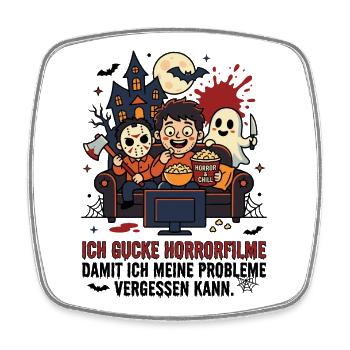 Ich gucke Horrorfilme Humor - Viereckiger Kühlschrankmagnet - Weiß - Vorne