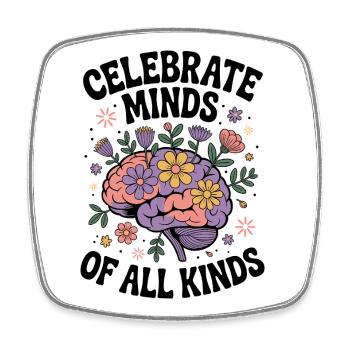 Neurodivergent Brain – ADHD & Autism Flowers - Square fridge magnet - white - Front