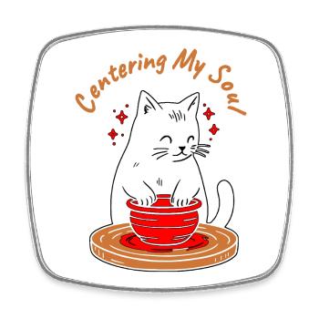 Centrer ma tasse zen de chat d’âme - Magnet carré - blanc - Devant