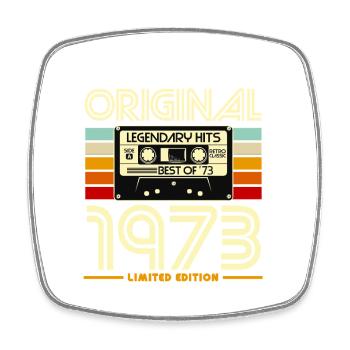 Original 1973 Retro Cassette - Square fridge magnet - white - Front