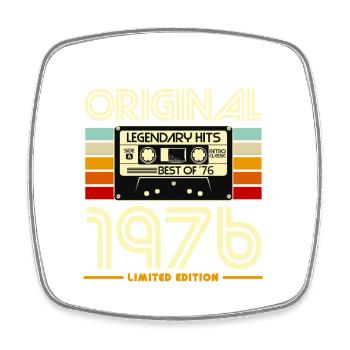 Originale Retro-Kassette von 1976 - Viereckiger Kühlschrankmagnet - Weiß - Vorne