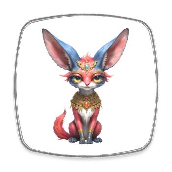 Pharaon Chat de Cristal et d’Or - Magnet carré - blanc - Devant