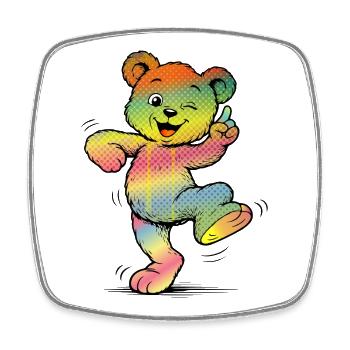 Colorful Cartoon Bear Rainbow Neon Style - Square fridge magnet - white - Front