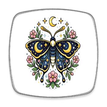 Celestial Butterfly Moon Flowers Stars - Square fridge magnet - white - Front