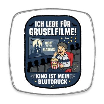 Ich lebe für Gruselfilme Humor - Viereckiger Kühlschrankmagnet - Weiß - Vorne
