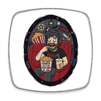 Horror Popcorn Cinema Evening Humor - Square fridge magnet - white - Front