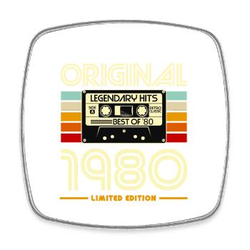 Cassette 1980 Vintage Légende - Magnet carré - blanc - Devant
