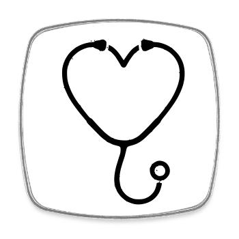 Plan de médecine cardiaque par stéthoscope - Magnet carré - blanc - Devant