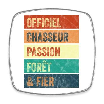 Chasseur Passion Forêt - Magnet carré - blanc - Devant