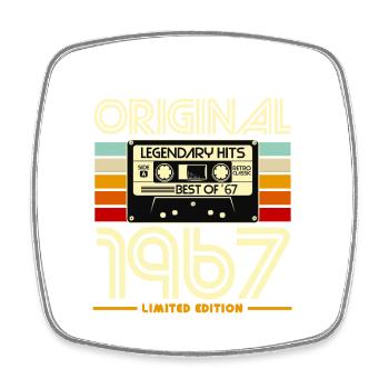 Original 1967 Vintage Cassette - Square fridge magnet - white - Front
