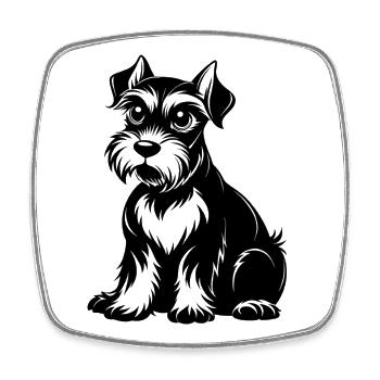 Schnauzer-Schwarze Linie - Viereckiger Kühlschrankmagnet - Weiß - Vorne