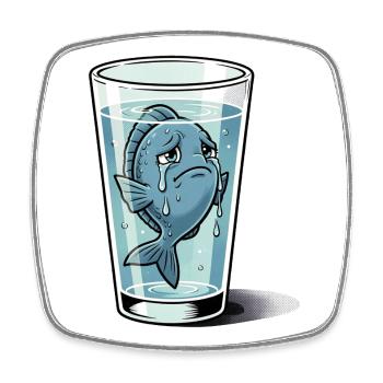 Fisch Meerestier Tier Glass Symbol Wasser traurig - Viereckiger Kühlschrankmagnet - Weiß - Vorne