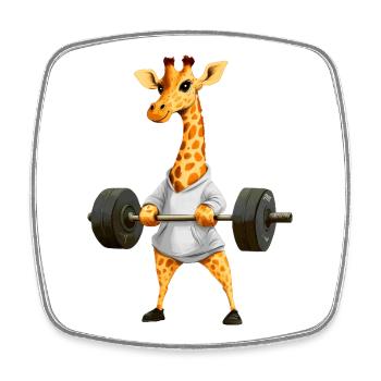 Giraffe Sport - Viereckiger Kühlschrankmagnet - Weiß - Vorne
