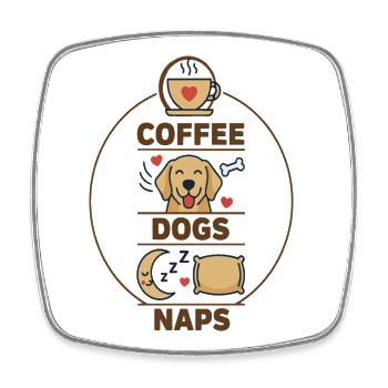 Coffee Dogs Naps Duo - Square fridge magnet - white - Front