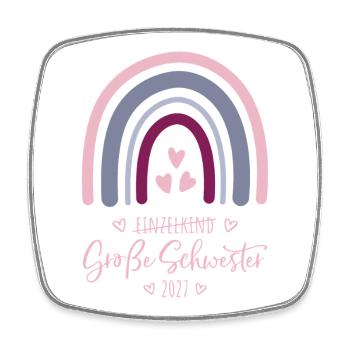 Große Schwester 2027 Boho Regenbogen - Viereckiger Kühlschrankmagnet - Weiß - Vorne