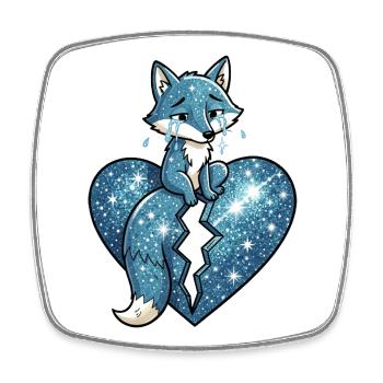 Fox animal sad symbol heart broken - Square fridge magnet - white - Front
