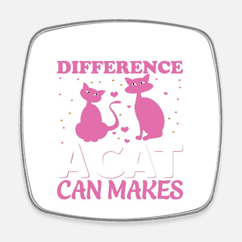 What a difference a cat could make - Square fridge magnet - white
