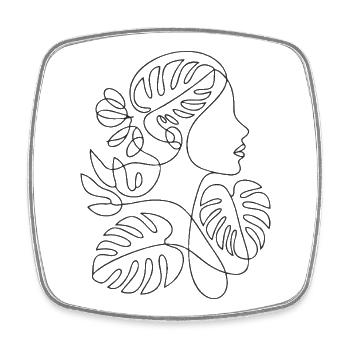 Botanische Strichzeichnung: Frauenprofil - Viereckiger Kühlschrankmagnet - Weiß - Vorne