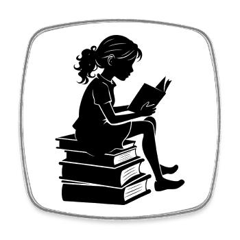 Lecture féminine - Magnet carré - blanc - Devant