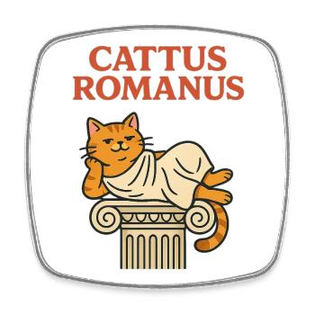 Cattus Romani – Funny Cat Toga Romans T-Shirt - Magnet carré - blanc - Devant
