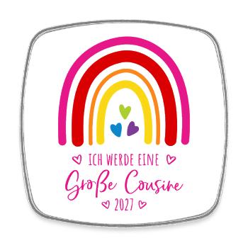 Ich werde eine Große Cousine 2027 Regenbogen - Viereckiger Kühlschrankmagnet - Weiß - Vorne