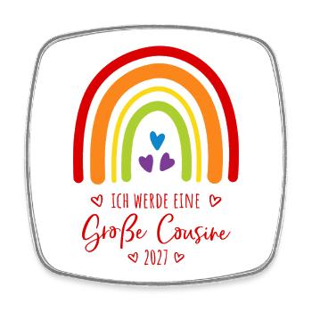 Ich werde eine Große Cousine 2027 Regenbogen - Viereckiger Kühlschrankmagnet - Weiß - Vorne