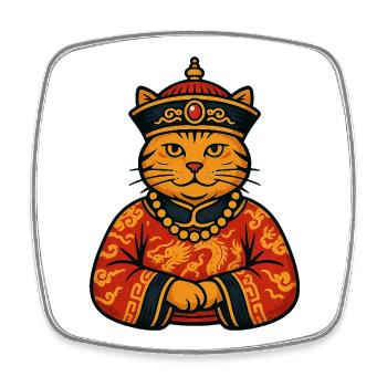 Chinesischer Kaiser Katze Drachen Robe Illustratio - Viereckiger Kühlschrankmagnet - Weiß - Vorne