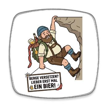Berge versetzen Bier Humor - Viereckiger Kühlschrankmagnet - Weiß - Vorne