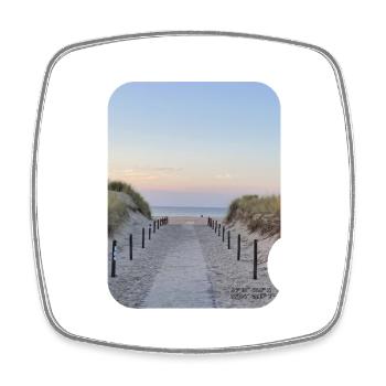 Dune path by the sea sunset - Square fridge magnet - white - Front
