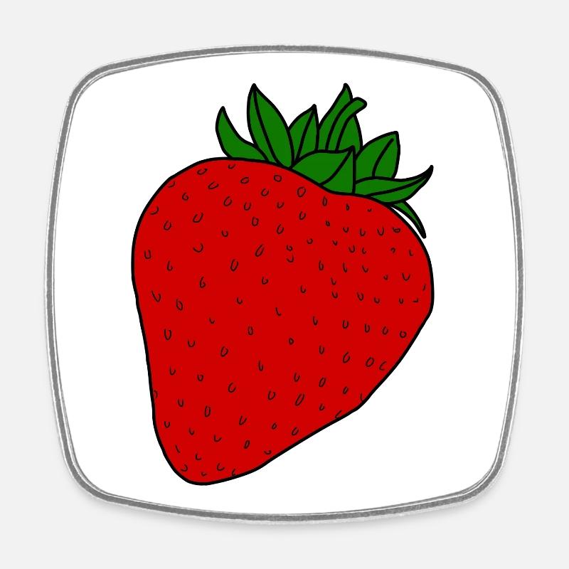 Red strawberry - Square fridge magnet - white